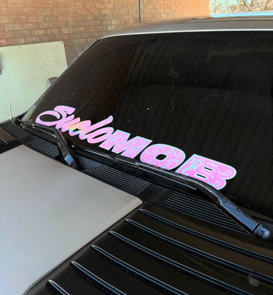 Engraved Style SueloMob Windshield Decal (Custom Color w/ Holographic Outline/Engrave)