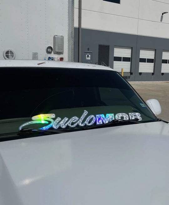 Engraved Style SueloMob Windshield Decal (Custom Color w/ Holographic Outline/Engrave)