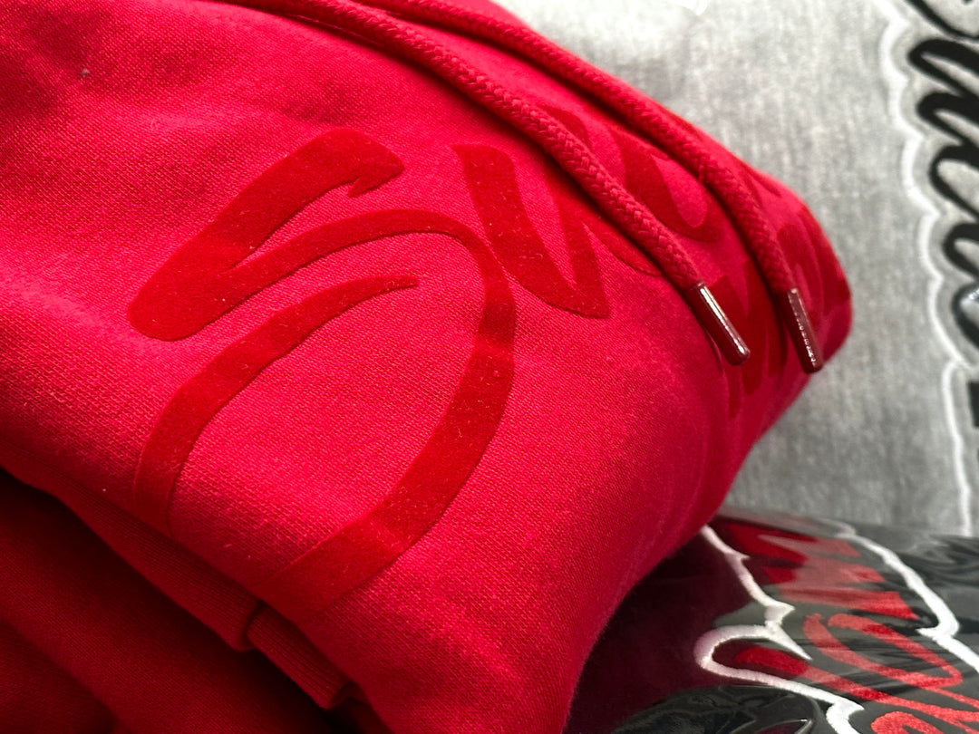 RED On Red Suede Logo Hoodie ❤️‍🔥Limited Edition❤️‍🔥