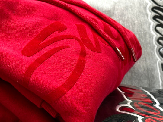 RED On Red Suede Logo Hoodie ❤️‍🔥Limited Edition❤️‍🔥
