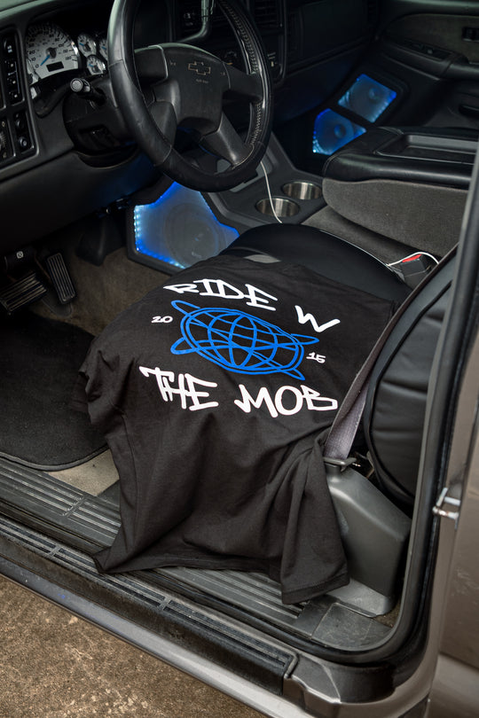 "RiDE W thE M0b"  [BLUE SUEDE Logo] Heavyweight Tee