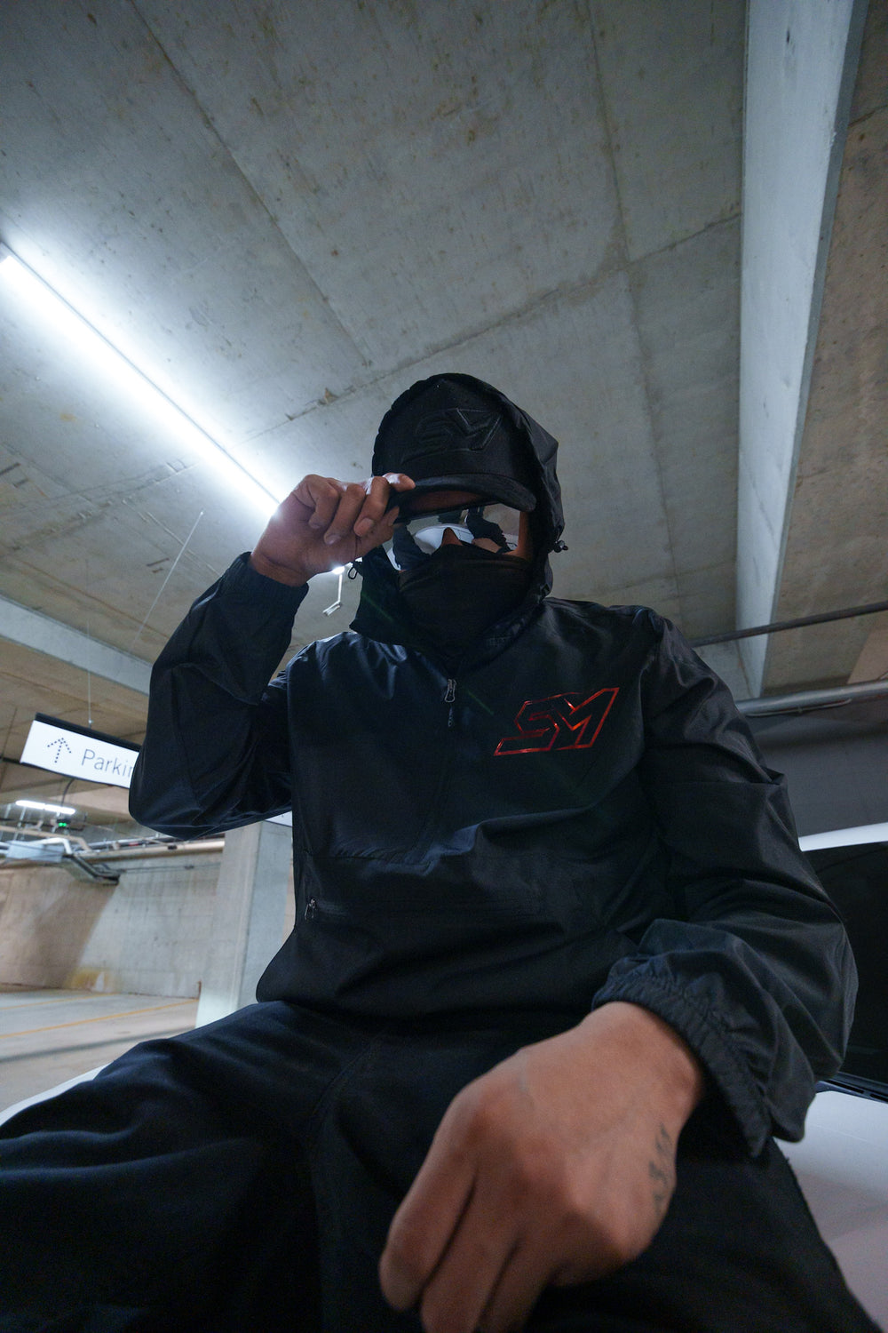 Black Windbreaker (CHROME RED)