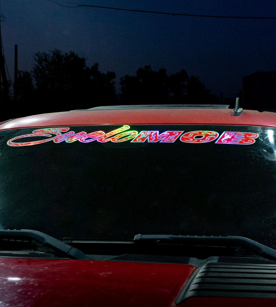 Engraved Style SueloMob Windshield Decal (Custom Color w/ Holographic Outline/Engrave)
