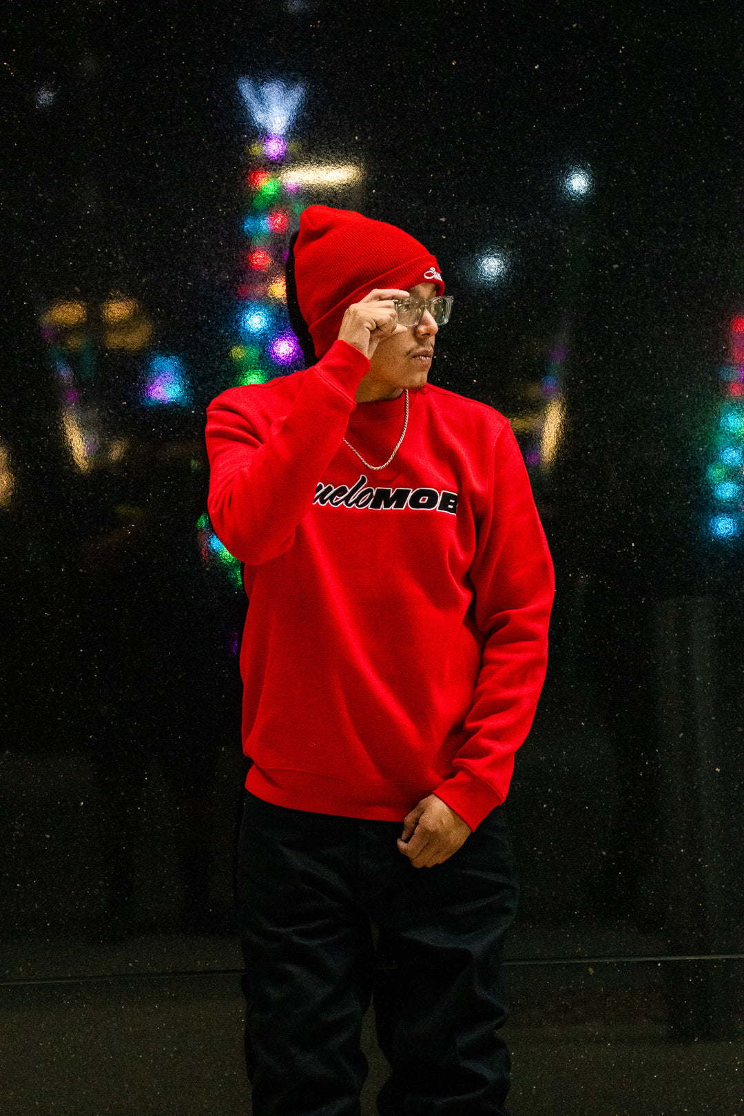 Red Embroidered Crewneck Pullover