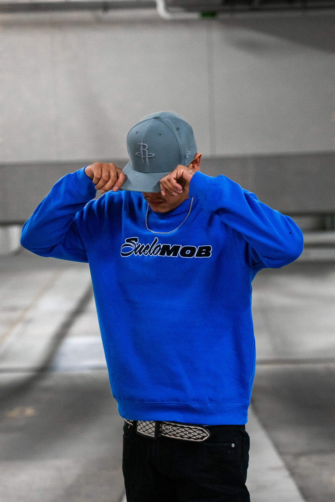 Blue Embroidered Crewneck Pullover