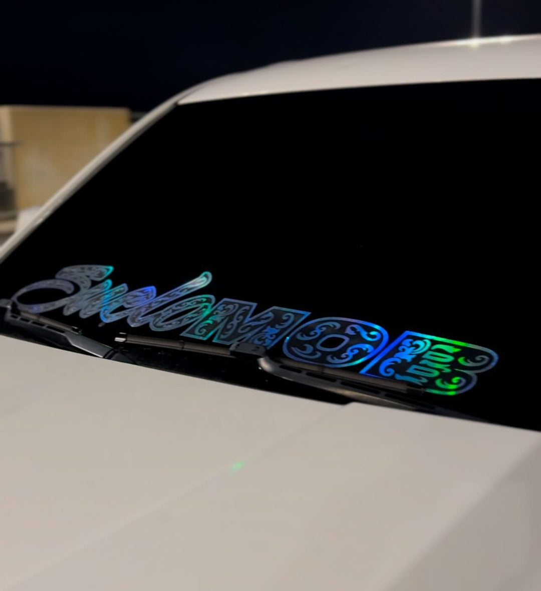 Engraved Style SueloMob Windshield Decal (Custom Color w/ Holographic Outline/Engrave)